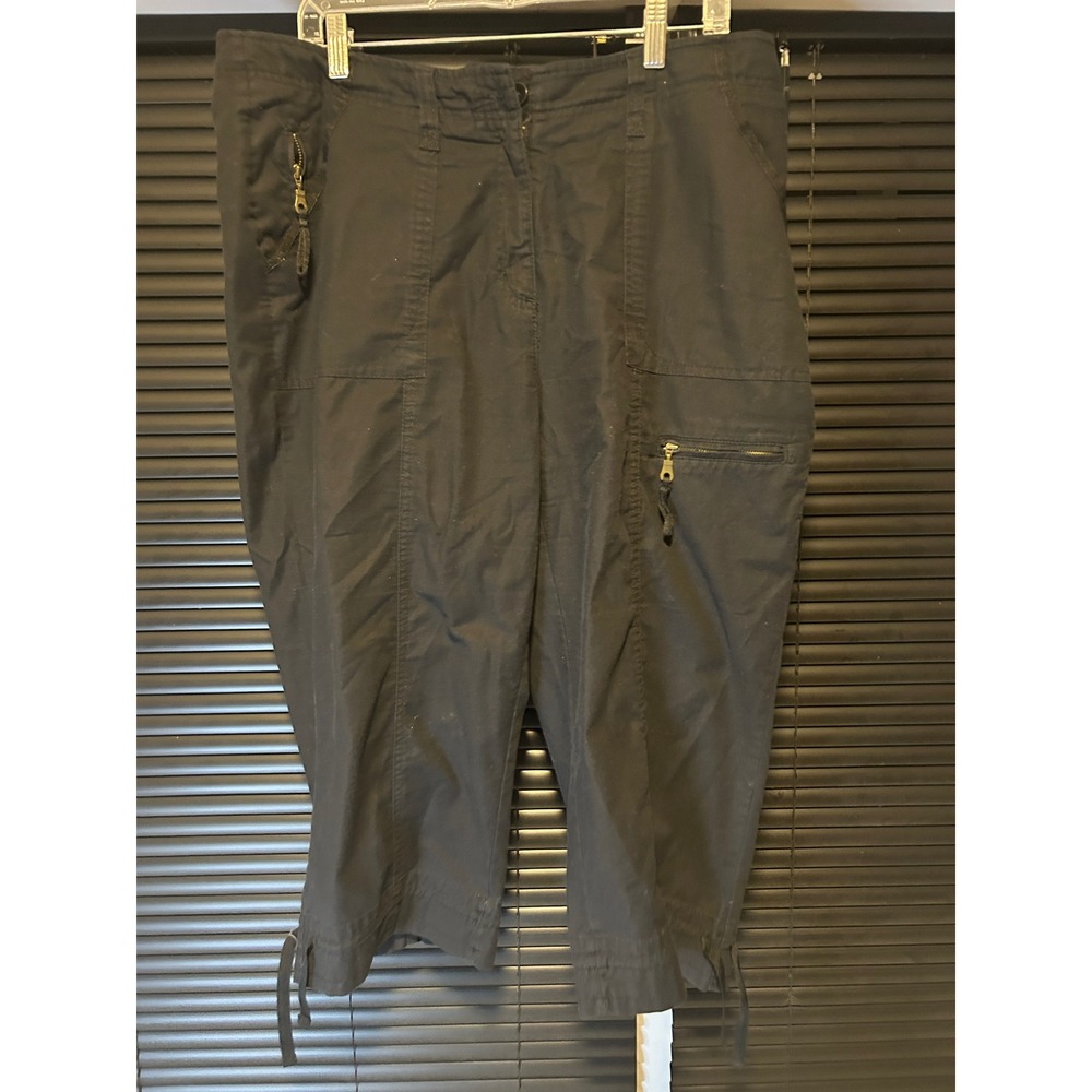 Allison Daley Capri Pants Womens 12 Black Cargo Pocket Stretch Casual Crop